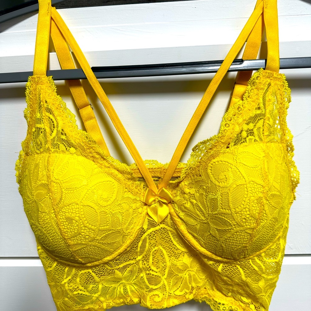 Start Woman Lingerie Yellow Lace Bra